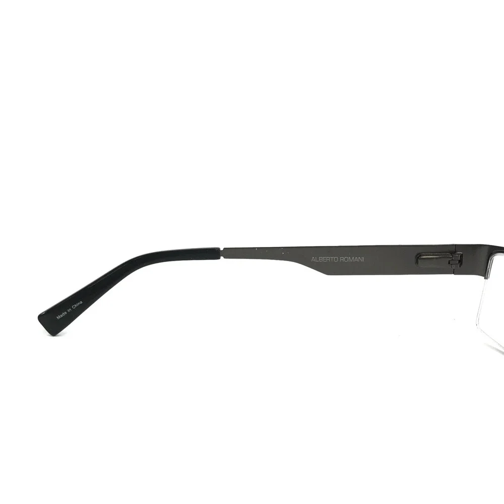 Alberto Romani Eyeglasses Frames AR2004 GM Gunmetal Rectangle Half Rim 54-18-140